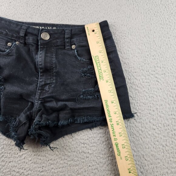 American Eagle Shorts Women's 2 Hi-Rise Festival Distressed Denim Jean Cutoff - Picture 5 of 10
